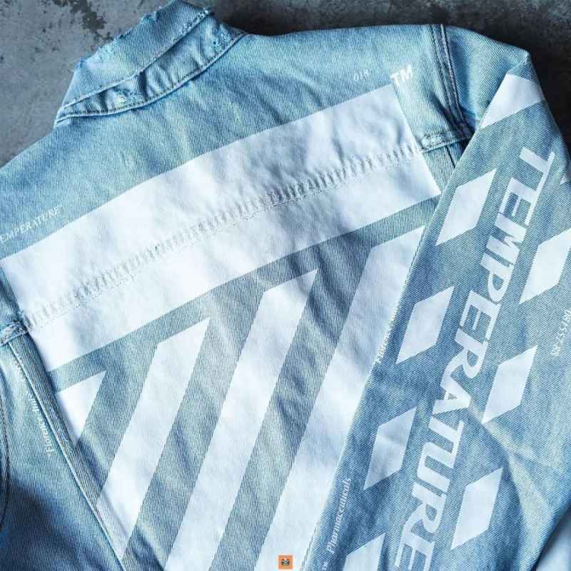 Jaket denim off white sale rose