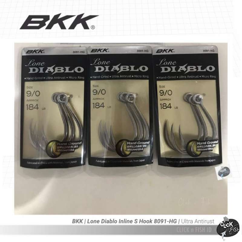 Promo Bkk  Lone Diablo Inline S Hook 8091-Hg - Size 9/0 - 184Lb