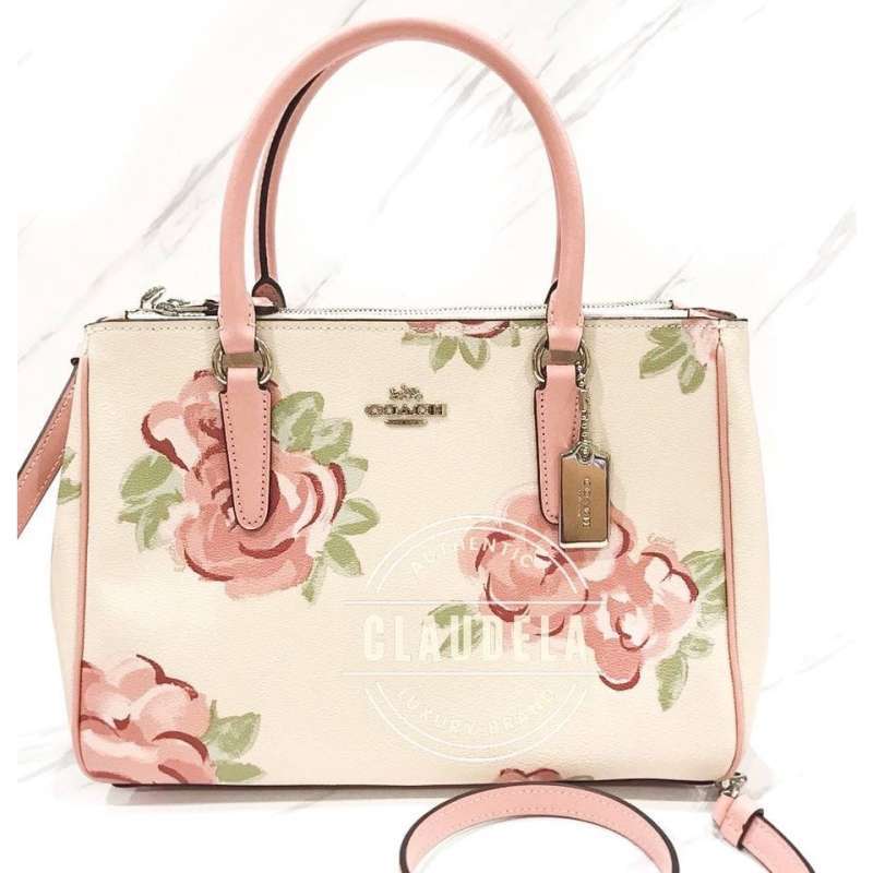 COACH Surrey Carryall Satchel in Chalk Rose Print