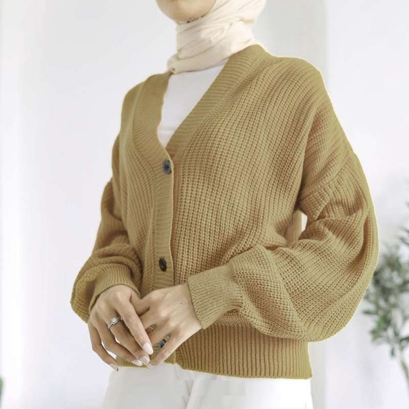 sweater wanita Cardigan Rajut Wanita Kardigan Tangan Balloon Carra
