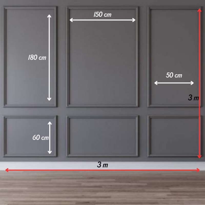 Custom Dekorasi Wall Moulding Kayu Ukuran Dinding 3 x 3 Meter Langsung Pasang Warna Natural