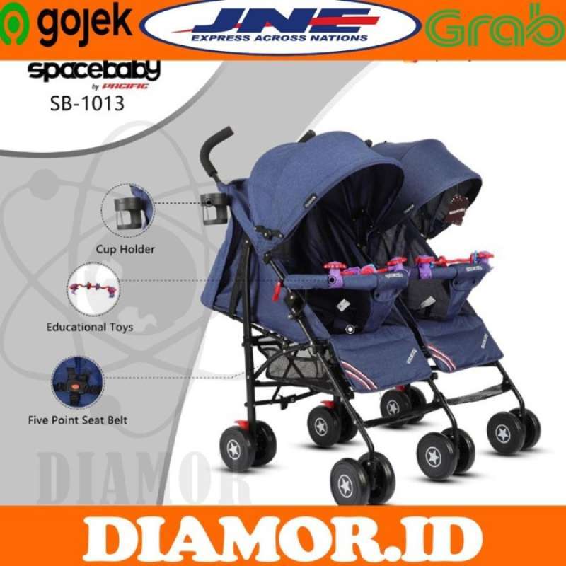 Spacebaby Kembar 1013 Stroller Baby Twin Kereta Dorong Bayi Kembar GREEY