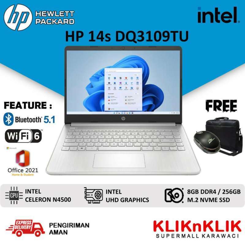 LAPTOP BARU MURAH HP 14S DQ3109TU N4500 8GB 256GB SSD Windows 11