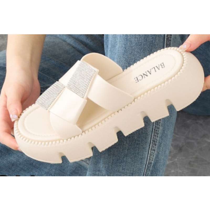 Jual Sandal Selop Karet Wanita Wedges Kekinian Import Balance 8387