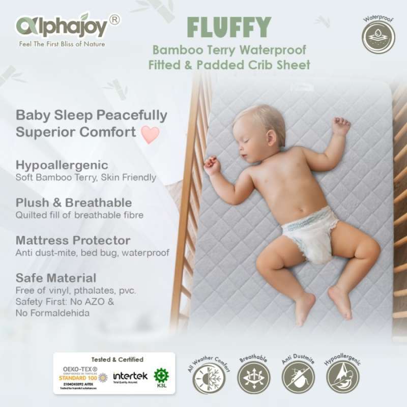 Promo Sprei Bayi Alphajoy FLUFFY Bamboo Terry Waterproof Fitted