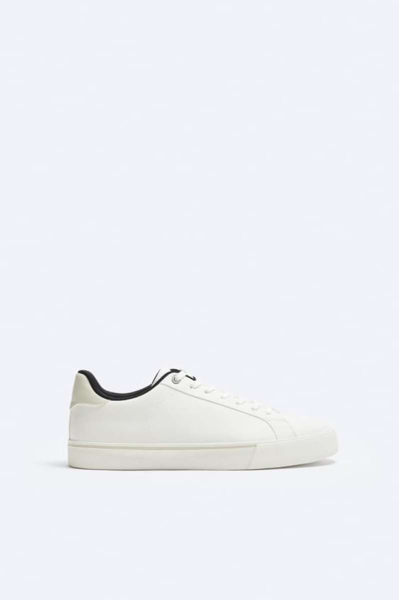 Jual ZARA MAN MINIMALIST LACE UP SNEAKERS WITH TOPSTITCHING di