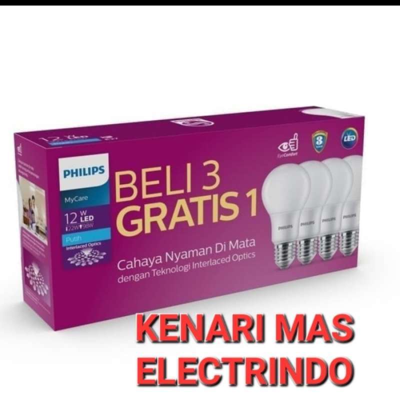 Promo PHILIPS LAMPU LED BULB MYCARE 12W 12WATT PACK PAKET ISI 4PCS