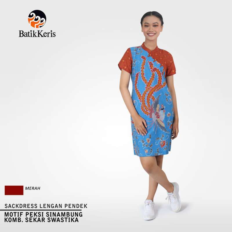 Jual Batik Keris Sackdress Lengan Pendek Peksi Sinambung Komb