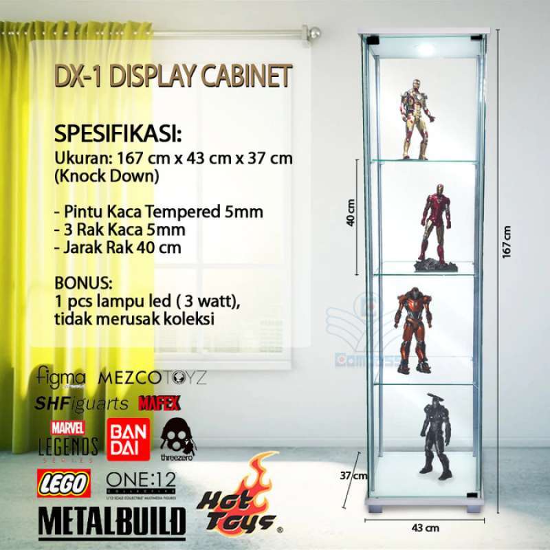 Promo DX1 Display Lemari Pajangan 3 Rak Kaca Gundam Metalbuild Hot