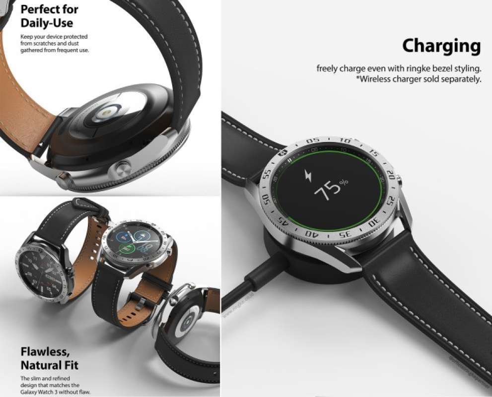 Ringke Samsung Galaxy Watch 45mm Bezel Styling Silver Metal Steel