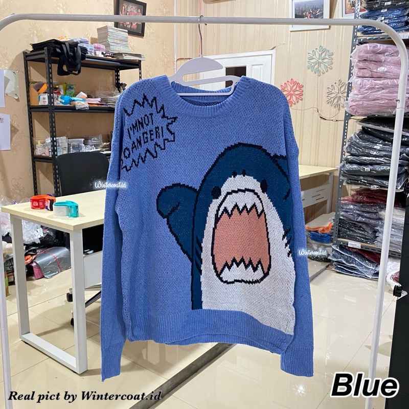 VERISH Sweater import korea winter shark musim dingin oversized jumbo big  size rajut knit outerwear pria wanita unisex