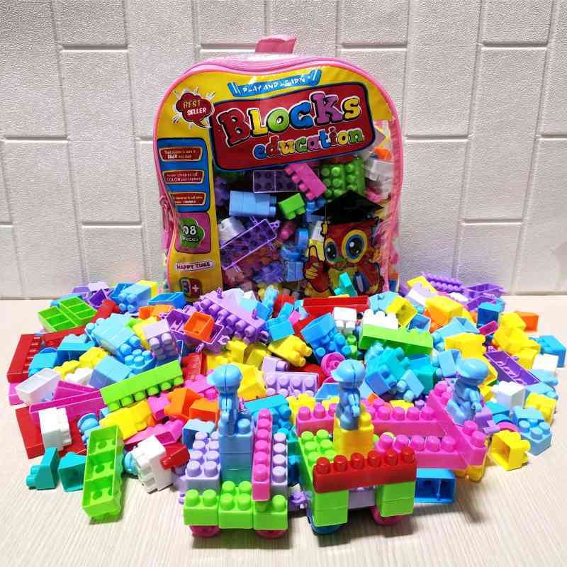 Mainan Lego Block isi 408 Model Tas Ransel Balok Susun Edukatif