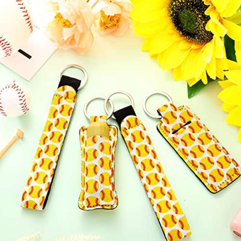 Jual 20 Pieces Baseball Chapstick Holder Softball Keychains di
