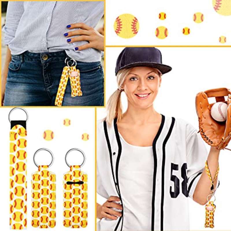 Jual 20 Pieces Baseball Chapstick Holder Softball Keychains di