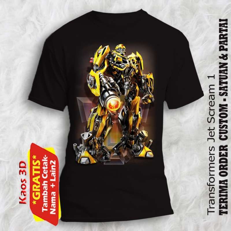 Baju Transformers Jet Scream 1 ukuran anak umur 3 4 5 6 7 8 9 10 11 tahun kualitas cetak 3 dimensi
