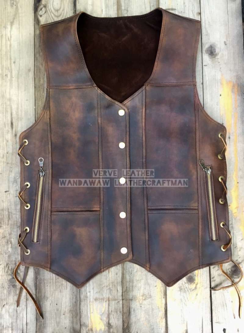 Vest kulit 2024 biker