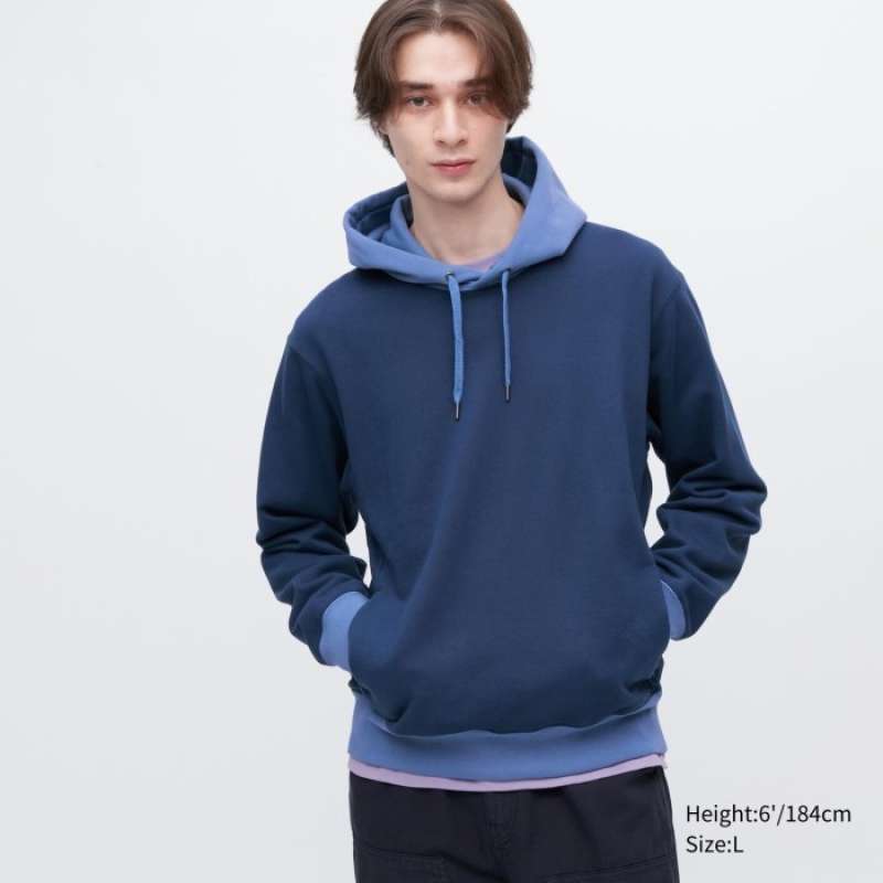 Jual Uniqlo Pullover Sweat Hoodie Lengan Panjang Blok Warna