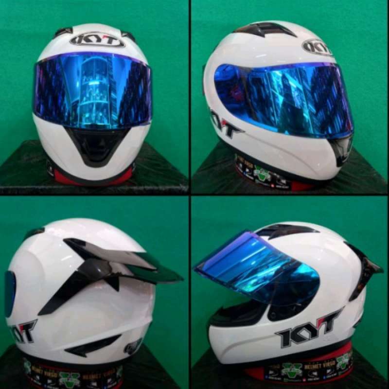 Promo Kyt R10 Solid White Visor Iridium Blue Norisk Spoiler