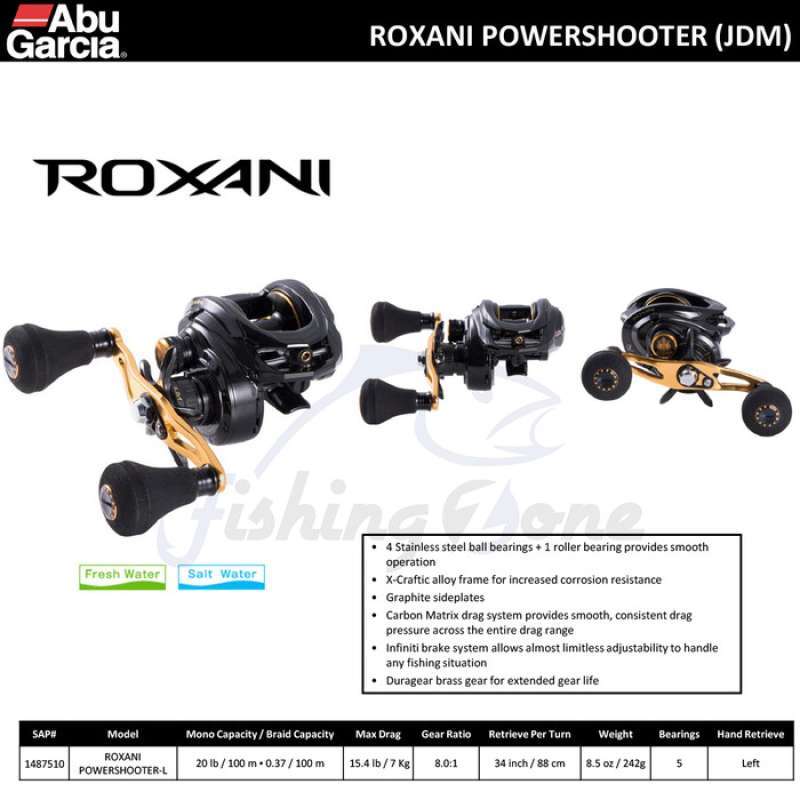 Promo Abu Garcia Roxani Powershooter-L Baitcasting Reel (Left