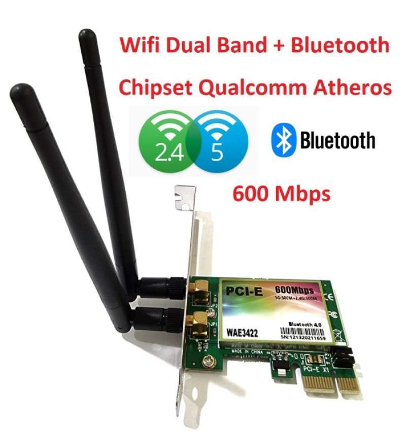 Wireless N 600Mbps (2.4GHz 300Mbps and 5GHz 300Mbps) PCIE WiFi Adapter,  PCIE WiFi Card, QUALCOMM Atheros AR946X Wireless Network Adapter for  Windows