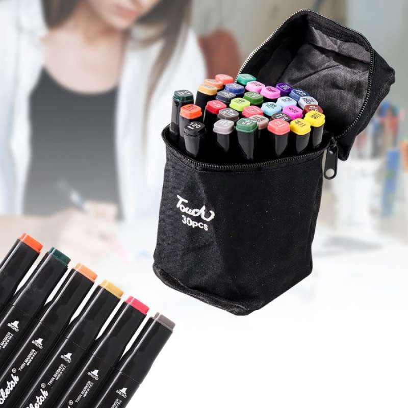 Touch Spidol Warna Dual Side Fine Art Brush Pen Art Set 30Pcs