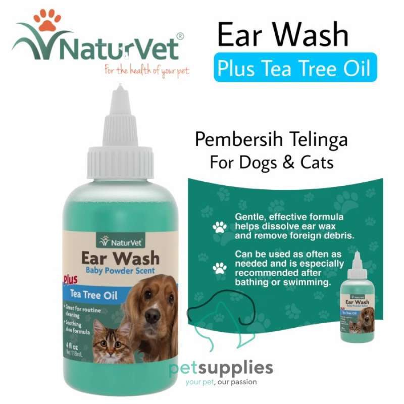 NaturVet Ear Wash with Tea Tree Oil - 4 oz.