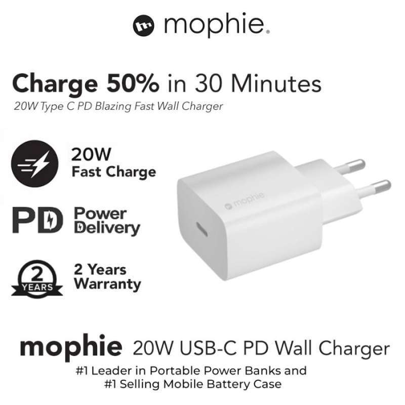 Wall Charger Kepala Adaptor untuk Iphone 20W Mophie USB Type C PD