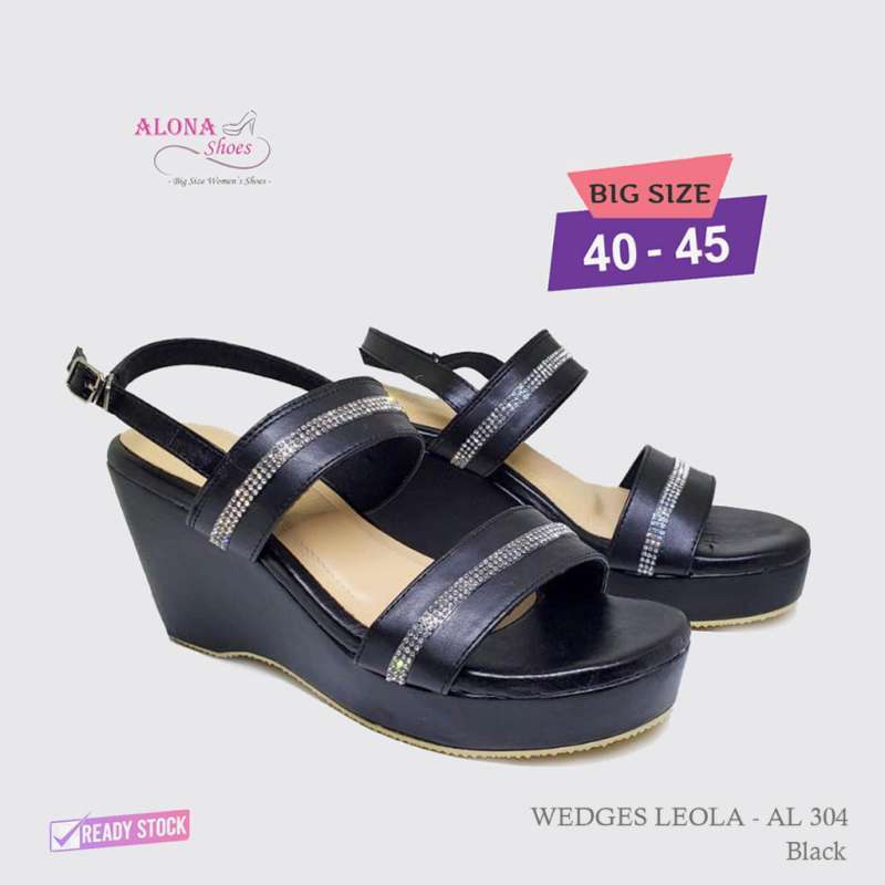 Bossindo ALona Wedges Leola Big Size 40 45 Sandal Wedges Tali Hak Tinggi 9cm Ukuran Jumbo Besar