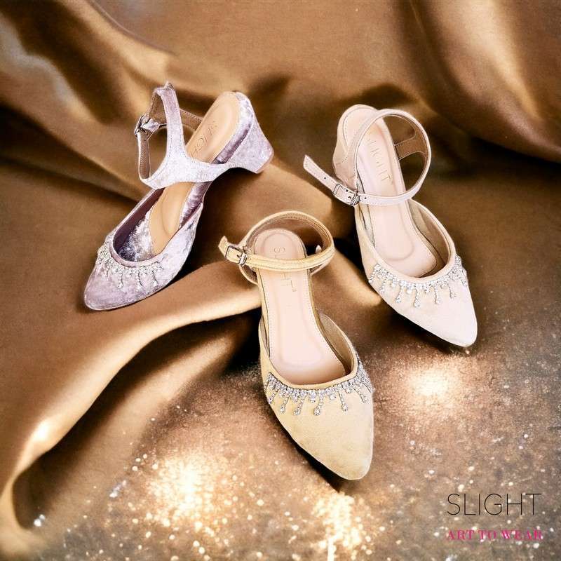 Promo Slight Sepatu Heels Ankle Strap Velvet Evangeline 5cm Diskon