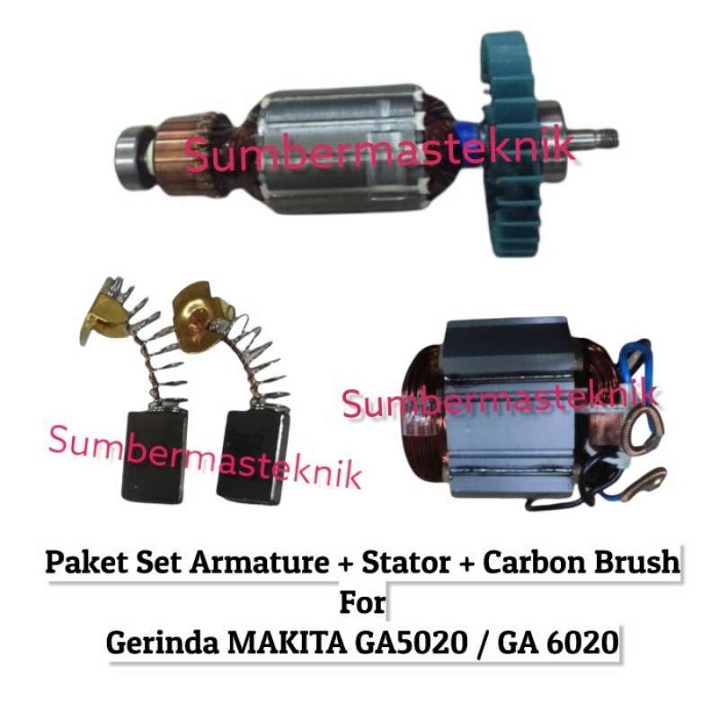 PAKET ARMATURE STATOR CARBON BRUSH GA5020 GERINDA MAKITA 5