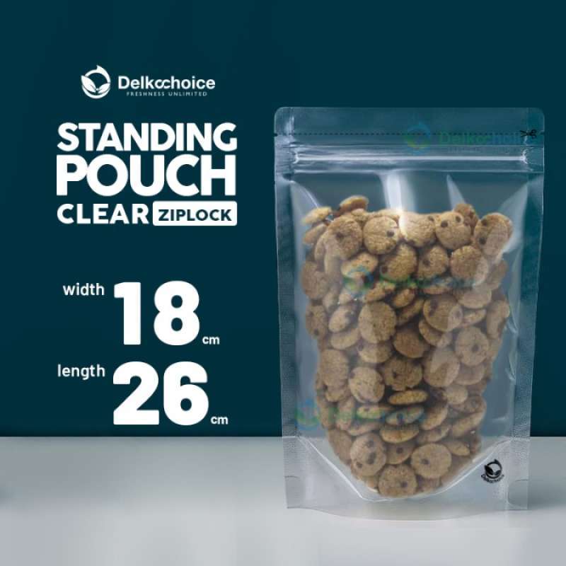 Jual PLASTIK STANDING POUCH ZIPPER CLEAR KEMASAN KLIP SNACK
