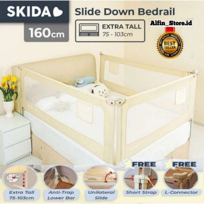 Promo Skida 120cm Extra Tall Bedrail Pagar Ranjang Kasur Bayi Bed