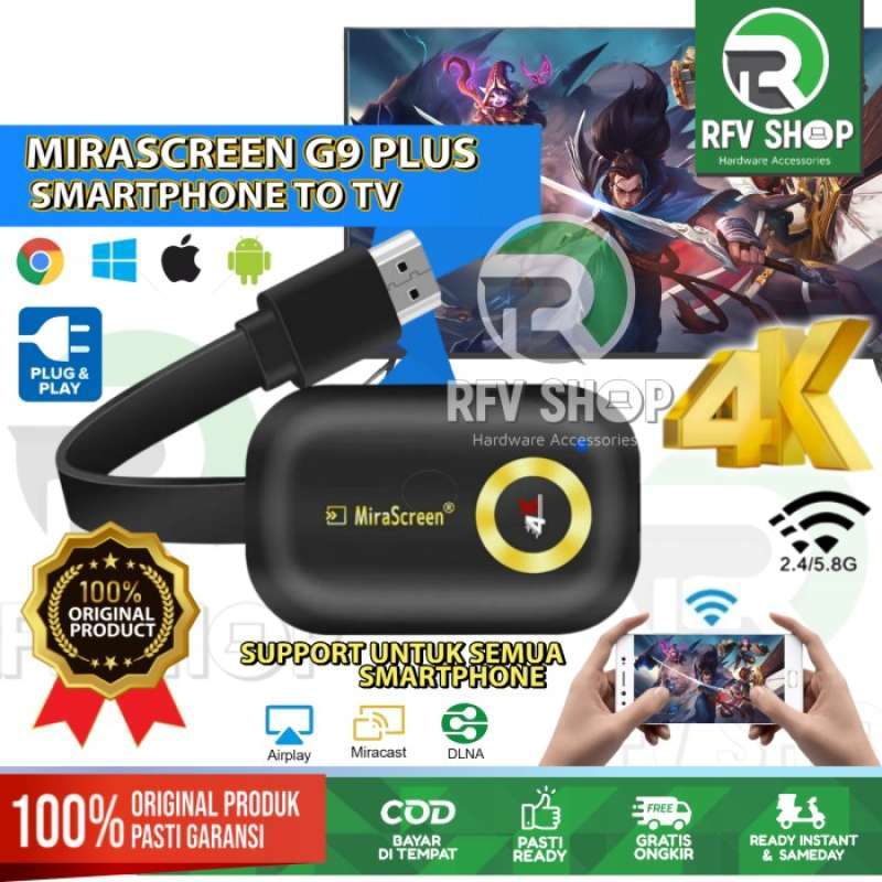 Promo MIRASCREEN G9 PLUS 4K HDMI Wireless Display Mirroring Dongle