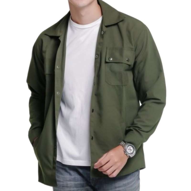 Jual Jaket Trucker Semi Parka Pria Hijau Army di Seller Super