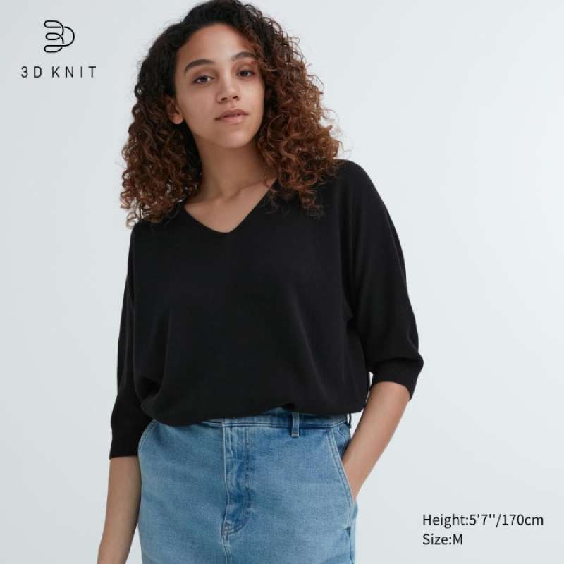 Jual UNIQLO Sweater Rajut 3D Dolman Kerah V Lengan 3 4 464039