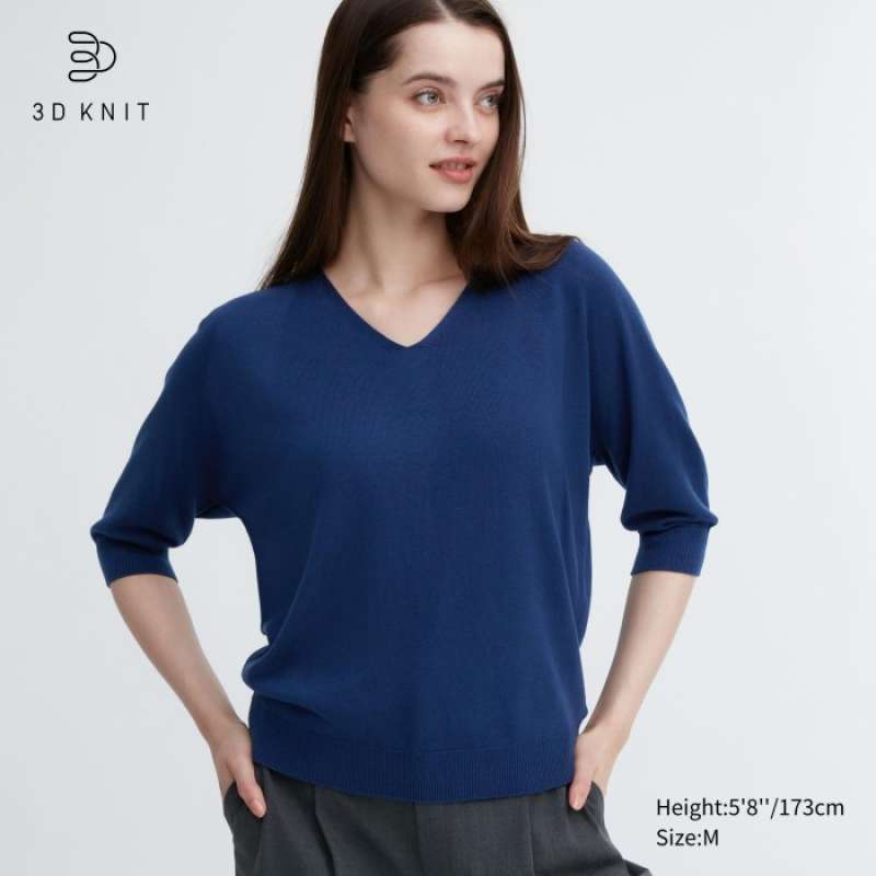 Jual UNIQLO Sweater Rajut 3D Dolman Kerah V Lengan 3 4 464039