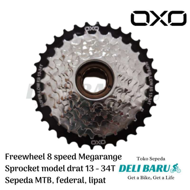 Jual OXO FREEWHEEL 8 SPEED MEGARANGE SPROCKET MODEL DRAT 13 34T