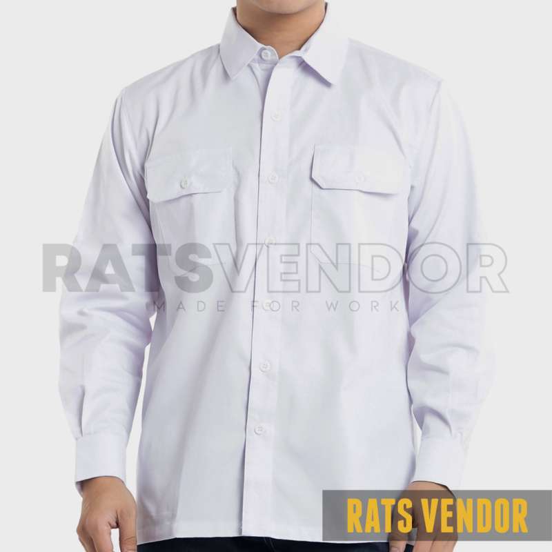 Ratsvendor Kemeja PDH Dinas Harian Kerja Lapangan Lengan Panjang  Warna Putih