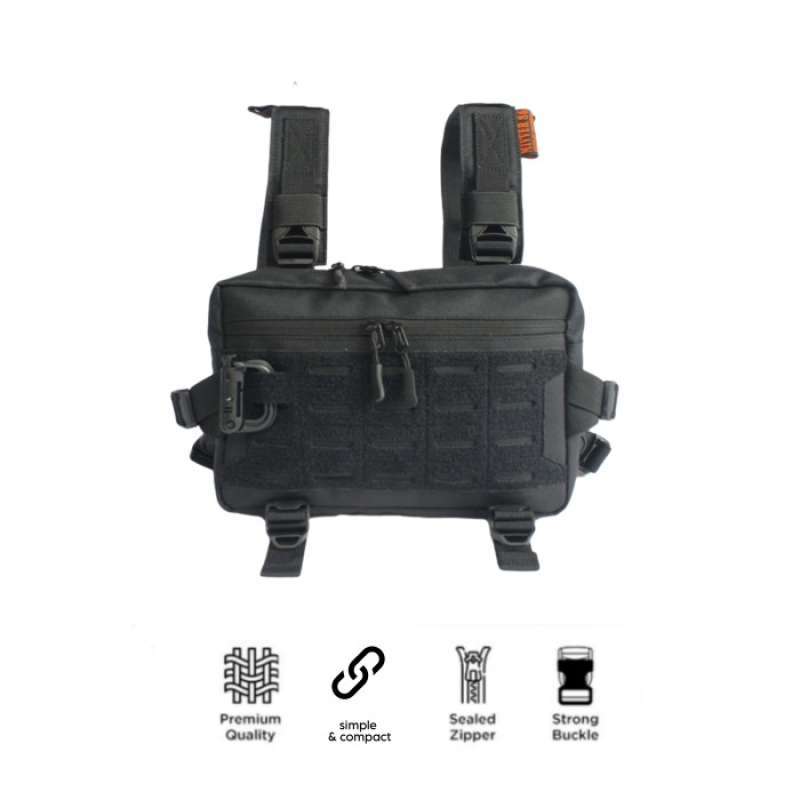 Chest Bag Rig tas dada pria tas multifungsi black majestic