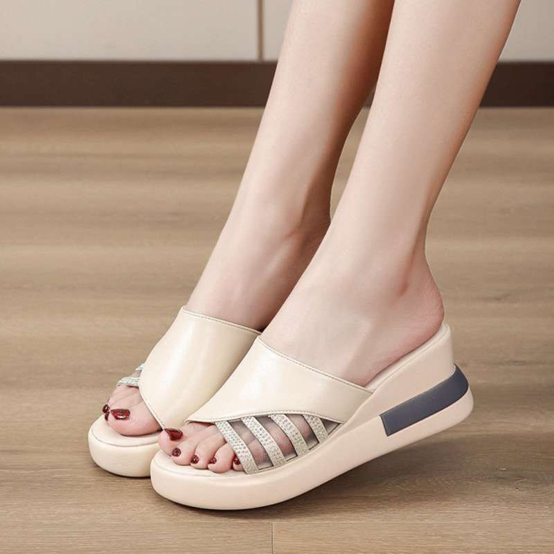 SUPERVICE BL275 BL006 Sandal Wanita Import Sandal Wedges Fashionable Sandal HangOut Santai Terbaru Sandal CEWEK Beige