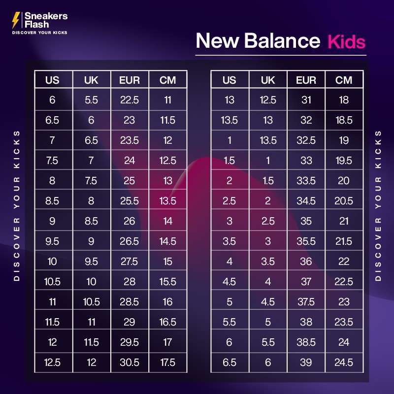 New balance little kid size chart best sale