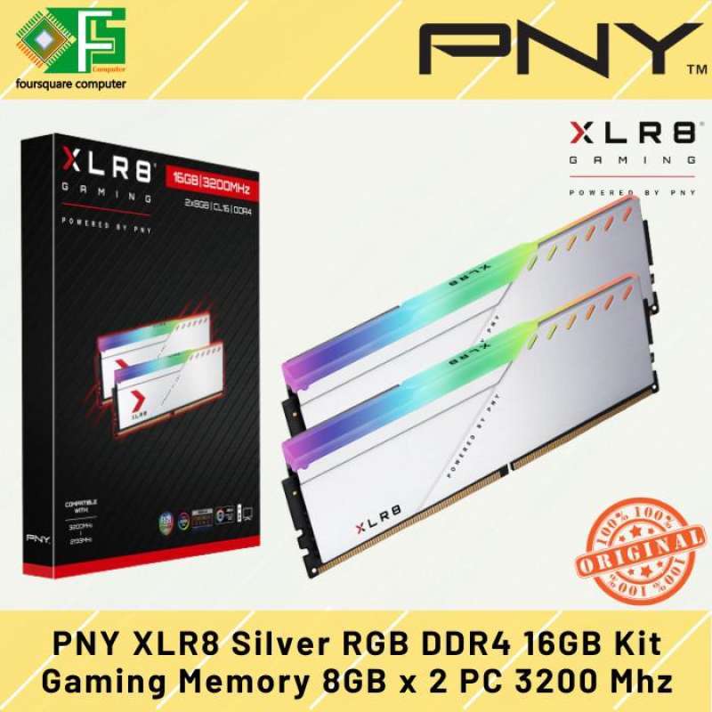 PNY XLR8 Gaming RGB DDR4 16GB Kit 8GB x PC 3200 Mhz Silver Longdimm