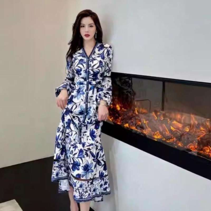 Baju floral cheap maxi dress