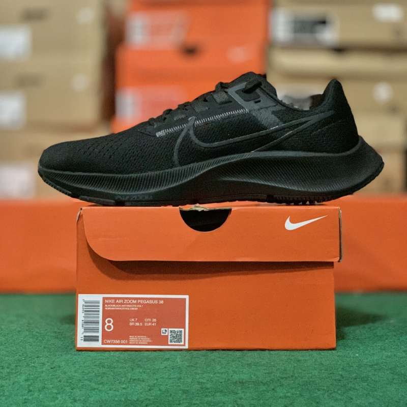 RUNNING SHOES NIKE PEGASUS 38 TRIPLE BLACK ORIGINAL STORE BNIB CW7356001