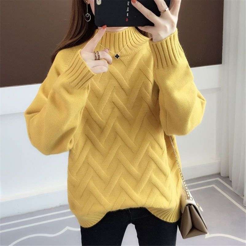 VERISH Baju Hangat Wanita Half High Collar Sweater 2314