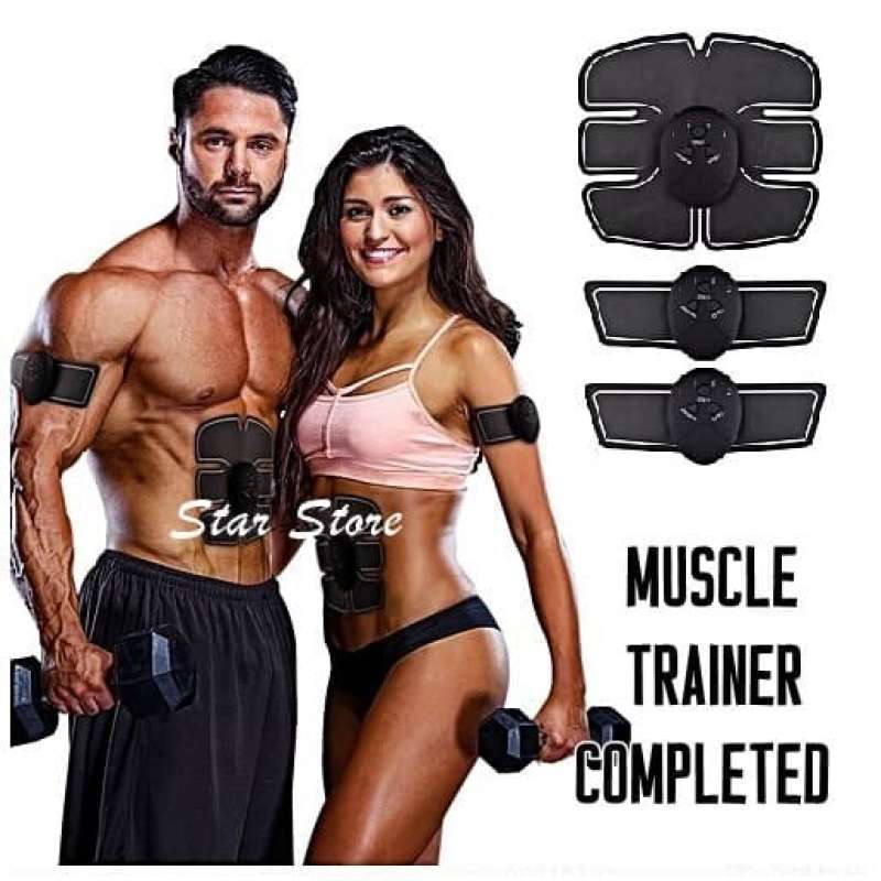 alat pelangsing ems muscle abdominal six pad body fitness completed