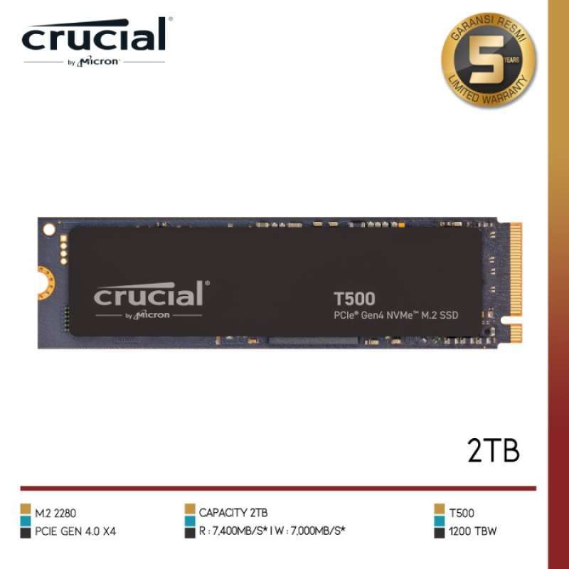 Jual Crucial T500 Pcie Gen4 Nvme Ssd, Kapasitas 2tb Di Seller