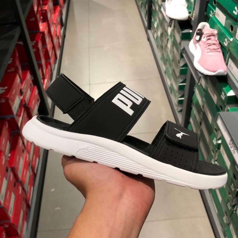 Sepatu Sandal PUMA Backstrap Sandal Black White 385971 02