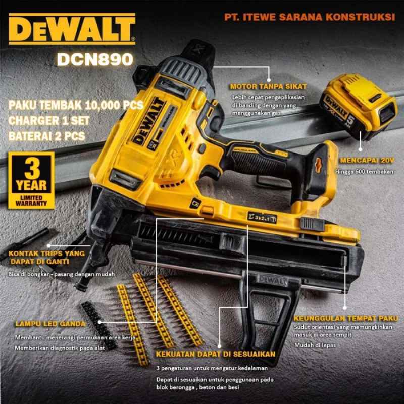 Promo DEWALT CONCRETE NAILER DCN 890 STARTER PACKAGE Diskon 23