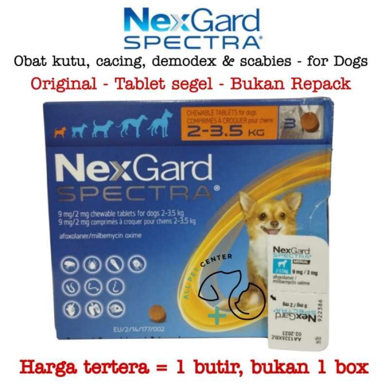 Jual Obat Kutu Anjing Nexgard Spectra Ukuran Xs Harga 1 Butir di